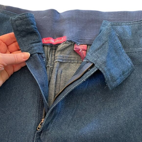 Women Within Size 22W Modern Fit Jeans Cargo Pants Needs Button Closure Blue - Picture 3 of 11